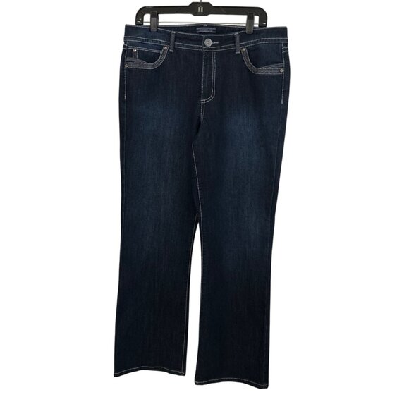 Bandolino Womens Dark Wash Jeans Size 12 Cotton Blend With Embroidered Pockets - Picture 1 of 8